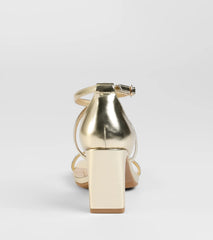 Pure Magic Rhinestone Metallic Block Heels