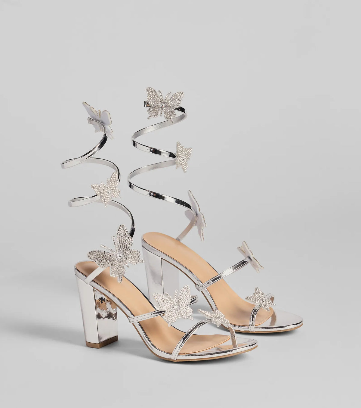 Flutter And Shine Spiral Block Heels