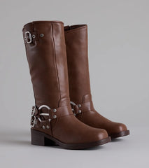 Bring The Edge Buckled Square Toe Boots